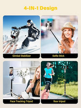 Load image into Gallery viewer, Smartphone Gimbal Stabilizer, Stabilizer Face Tracking Without APP - 4 in 1 Cellphone Gimbal Stabilizer for iPhone&Android Extended 108cm Rod with RGB Fill Light, AOCHUAN M2PRO White