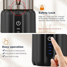 Load image into Gallery viewer, COKUNST Portable Blender, Small Blender for Smoothies & Shakes, 17 OZ Personal Blender with 6 Blades & Power Display, USB-C Rechargeable Mini Mixer Travel Blender with Extra Lid for Kitchen Office Gym