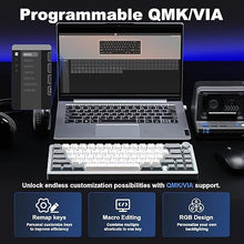 Load image into Gallery viewer, YUNZII AL68 Wireless Mechanical Keyboard 60%,QMK/VIA Aluminum Keyboard,Hot Swappable Custom Keyboard with Knob,Gasket Structure,RGB Backlit Gaming Keyboard for Mac/Windows (Silver, Cocoa Cream V2)