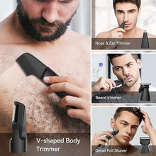 Load image into Gallery viewer, All-in-One Body Hair Trimmer for Men, Waterproof Pubic Groin & Ball Trimmer Men with Adjustable Guide Comb & 4 Interchangeable Trimming Heads (Black)