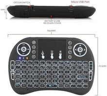 Load image into Gallery viewer, (Upgraded)Rii 2.4GHz Mini Wireless Keyboard with Touchpad,QWERTY,LED Backlit,Portable Keyboard for laptop/PC/Tablets/Windows/Mac/TV/Xbox/PS3/Raspberry Pi .(i8+ Black)