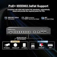 Load image into Gallery viewer, MokerLink 8 Port 2.5 Gigabit PoE Managed Switch, 8x2.5G POE, 2x10G Ethernet, 4x10G SFP+, IEEE8023af/at PoE 120W, Web/CLI L3 Managed, Desktop|Rackmount Network Switch