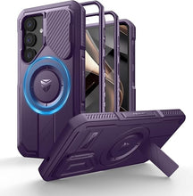 Load image into Gallery viewer, Dexnor for Samsung Galaxy S25 Case with Camera Cover & Adjustable Kickstand & Built-in Screen Protector, Magnetic Rugged Shockproof Bumper Cases Heavy-Duty Protective Cover (2025),Phantom Purple