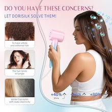 Load image into Gallery viewer, DORISILK Ionic Hair Dryer 110,000 RPM High Speed, Professional Blow Dryers for Salon Home Use, Portable Blowout Hair Dryers Lightweight with Nozzle Hot & Cold Selection Gift for Women Girl, Pink Blue