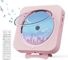 Load image into Gallery viewer, Portable CD Player with Bluetooth Desktop CD Player for Home CD Music Players with Remote Control,Timer,Built-in Dual Speakers with LED Display Home Audio Boombox FM Radio (Pink)
