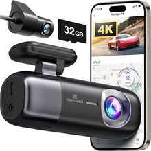 Load image into Gallery viewer, REDTIGER F9 Dash Cam 4K Front and Rear 1080P, WiFi GPS Car Camera with 32GB Card, Dual Dash Camera for Cars, Loop Recording, Night Vision, Parking Mode, Smart App Control, Support 256GB Max