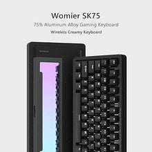 Load image into Gallery viewer, Womier SK75 75% Keyboard with Full Aluminum Wireless Mechanical Gaming Keyboard, VIA Custom Keyboard, Pre-lubed POM Switches RGB Creamy Gaming Keyboard, 3-Modes Gasket Hot Swappable Keyboard, Black