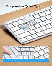 Load image into Gallery viewer, Wireless Bluetooth Keyboard and Mouse Combo (USB + Dual BT), seenda Multi-Device Rechargeable Slim Keyboard and Mouse, Compatible for Win 7/8/10, MacBook Pro/Air, iPad, Tablet - White Silver