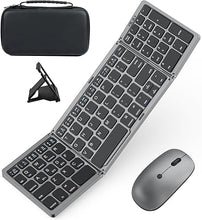 Load image into Gallery viewer, Foldable Keyboard and Mouse for Laptop, Travel Bluetooth Folding Keyboard Mouse with Portable Case, Rechargeable Keyboard for Business, 2.4G Wireless & Bluetooth, for iPad Tablets Laptop iOS Android