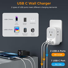 Load image into Gallery viewer, Italy Travel Plug Adapter 2 Pack, TESSAN Italy Power Adapter with 4 Outlets 3 USB Charger (1 USB C Port), Type L Adapter for US to Italy Chile Ethiopia Libya Syria Tunisia Uruguay