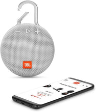 Load image into Gallery viewer, JBL Clip 3, Steel White - Waterproof, Durable & Portable Bluetooth Speaker - Up to 10 Hours of Play - Includes Noise-Cancelling Speakerphone & Wireless Streaming