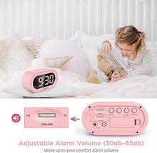 Load image into Gallery viewer, REACHER Pink Girls Alarm Clock for Kids Bedroom, Dimmable LED Digital Display, Outlet Powered, Adjustable Volume, Simple to Use, Snooze, Small Size for Bedside, Desk, Toddler