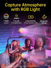 Load image into Gallery viewer, 3-Axis Gimbal Stabilizer for Smartphone, Gimbal w/RGB Magnetic Fill Light Upgraded Face Tracking Focus Wheel Foldable iPhone Gimbal for iPhone/Android Phone Gimbal Vlog Recording Smart XE Kit