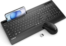 Load image into Gallery viewer, Inateck Wireless Keyboard and Mouse Combo, Full-Size Keyboard with Wrist Rest, Phone Holder, 2.4 GHz Wireless/Bluetooth Silent Mouse and Keyboard, Compatible with Computer, Laptop, PC, Mac, Windows