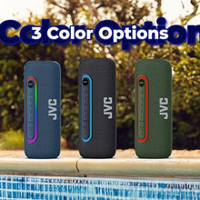 Load image into Gallery viewer, JVC Illuminated Portable Wireless Speaker with 20W max outputs, Dynamic Sound, Bluetooth 5.0, TWS Capability, USB-C, IPX5, AUX in, up to 5-Hour Battery Life - SPPA5BTG (Green)