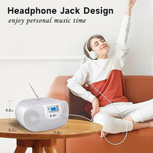 Load image into Gallery viewer, Gelielim CD Player Boombox, FM Radio with Bluetooth, Remote Control, Portable CD Players for Home with Headphone, Mic Jack, Disco Light Support CD-R/RW/MP3, USB, Presents for Elder