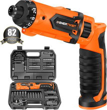 Load image into Gallery viewer, ENERTWIST Cordless Screwdriver, 8V Max 10Nm Electric Screwdriver Rechargeable Set with 82 Accessory Kit and Charger in Carrying Case, 21+1 Cluth, Dual Position Handle, LED Light, ET-CS-8