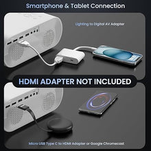 Load image into Gallery viewer, Projector, Native 1080P Full HD Bluetooth Projector with Speaker, Outdoor Portable Movie Mini Projector Compatible with Laptop, Smartphone, TV Stick, Xbox, PS5