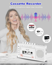 Load image into Gallery viewer, Portable Cassette Tape Player to Digital Converter via USB/SD Card, Record to Cassette/U Disk/SD Card via Mic, Power by AC or AA Battery, Walkman Cassette Recorder with Speaker and Headphone Jack