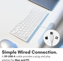 Load image into Gallery viewer, Macally USB Wired Keyboard for Mac and Windows PC - Plug and Play Apple Keyboard with 78 Scissor Switch Keys and 13 Shortcut Keys - Compact & Small Keyboard that Saves Spaces and Looks Great - White