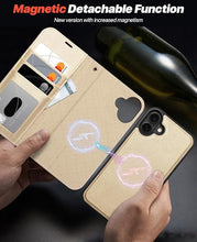 Load image into Gallery viewer, OCASE for iPhone 16 Case Detachable Wallet Case with Card Holder, 2 in 1 Pu Leather Flip Folio with RFID Blocking Stand Wrist Strap Shockproof Phone Cover 6.1 Inch 2024, Gold