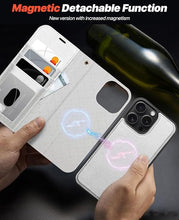 Load image into Gallery viewer, OCASE for iPhone 16 Pro Case Detachable Wallet Case with Card Holder, 2 in 1 Pu Leather Flip Folio with RFID Blocking Stand Wrist Strap Shockproof Phone Cover 6.3 Inch 2024, Silvery