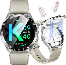 Load image into Gallery viewer, Smart Watch with Earbuds for Men Women, 1.39'' Fitness Tracker Smartwatch for iPhone/Android Compatible, 2-in-1 Waterproof Fitness Watches with Wireless Earbuds, Heart Rate Sleep Tracking, White