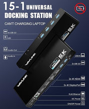 Load image into Gallery viewer, WAVLINK USB 3.0 and USB-C Dual 4K Display Universal Laptop Docking Station with DisplayPort and HDMI Docking Staion Dual Monitor for Mac, Windows(2 HDMI, 2 DP, Gigabit Ethernet, 6 USB 3.0, Audio)