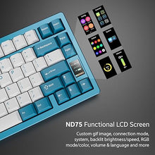 Load image into Gallery viewer, Chilkey ND75 Aluminum Keyboard 75% Percent Wireless Gaming Mechanical Keyboard with LCD Screen, Quick Assembly, BT/2.4G/USB-C, Hot Swappable Per-Key RGB Custom Blue Keyboard for Windows, MacOS