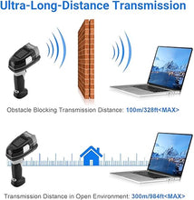 Load image into Gallery viewer, Upgraded Industrial Barcode Scanner Wireless, 1D Laser Bar Code Scaners 2 in 1 Plug and Play Rugged Heavy Duty & IP65 Waterproof, Long-Distance Wireless Handheld Barcode Reader with 1.8" Screen