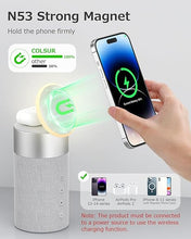 Load image into Gallery viewer, COLSUR Bluetooth Speaker with Night Light - 3 in 1 Mag-Safe Wireless Charger for iPhone 16/15/14/13/12 Series, AirPods Pro/3/2?Gifts for Men& Women