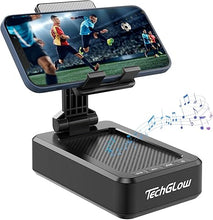 Load image into Gallery viewer, TechGlow Gifts for Men Foldable Cellphone Stand with Bluetooth Speaker Wireless Speaker with Phone Holder Birthday Gift Idea for Man Woman Cool Gadget