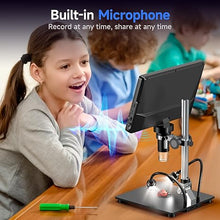 Load image into Gallery viewer, Hayve DM12 10.1'' HDMI Digital Microscope, 2000X Coin Microscope with IPS Screen, 20MP Soldering Microscope for Electronics with 10.4'' Longer Stand,Compatible with PC/TV,32GB