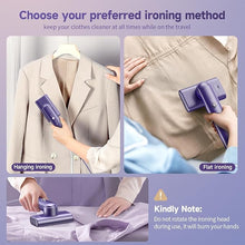 Load image into Gallery viewer, Steamer for clothes, Handheld Travel Steamer for Fabric Clothing Wrinkles, 1.2 lbs Lightly, 15s Fast Heat-up Portable Garment Steamer, 1200W Light Mini Steam Iron for Home, Office and Travel (Purple)