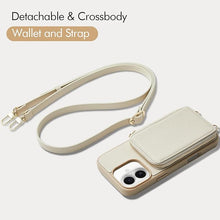 Load image into Gallery viewer, ZVE for iPhone 16 Case Wallet, RFID Blocking Leather Case with Card Holder, Crossbody Wrist Strap Phone Case for Women for iPhone 16 6.1" Beige