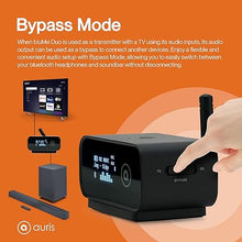 Load image into Gallery viewer, Auris Blume Duo HiFi Bluetooth 5.0 Music TV Transmitter & Receiver Long Range Wireless Adapter | Audiophile DAC, LDAC, aptX HD/LL, Display, Battery & Optical AUX Output Input for Stereo Amplifier Car