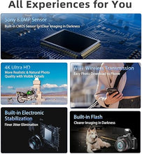 Load image into Gallery viewer, Ordro 4K Digital Camera for Photography, 64MP Vlogging Camera for YouTube with 3.0" IPS Touch Screen 12X Optical Zoom 30X Digital Zoom 1080P 60FPS AF/MF,Point and Shoot Camera for Beginner (Black)