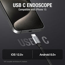 Load image into Gallery viewer, Dual Lens Endoscope Camera with Light, Teslong USB-C Borescope Inspection Camera with 8+1 LED Lights, Flexible Waterproof Fiber Optic Camera Snake Scope Compatible with iPhone 15, Android Phone(10FT)