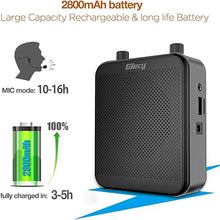 Load image into Gallery viewer, Portable Voice Amplifier, 30W 2800mAh Bluetooth Rechargeable Personal Voice Amplifier with Microphone Headset, Power Amplifier for Multiple Locations Classroom, Meetings and Outdoors