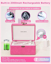 Load image into Gallery viewer, CD Player Portable for Home with Upgraded Speakers Bluetooth in/Out Rechargeable Desktop CD Player with LED Screen Boombox Music Player Hot Pink