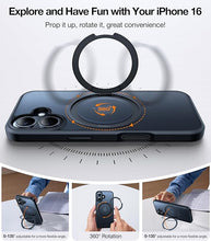 Load image into Gallery viewer, TORRAS 360° Rotatable Magnetic Stand for iPhone 16 Case, Compatible with MagSafe, MIL-Grade Shockproof Protection, Anti-Scratch Slim & Frosted Black, Flexible O-Ring Stand, 6.1"