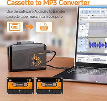 Load image into Gallery viewer, Portable Walkman Cassette Player Converter, Cassette to Digital Converter via USB, Compatible with PC/Laptops, Built-in Speaker&Headphone, Full Stereo Sound,Convert Walkman Tape to MP3/iPod Format