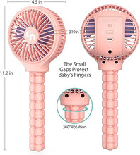 Load image into Gallery viewer, HomeLifairy Stroller Fan Clip On Baby Rechargeable Portable Fan Battery Operated Fan Mini Handheld Personal Fan USB Car Seat Small Fan for Desk Stroller Accessories Crib Car Rides (Pink)