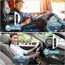 Load image into Gallery viewer, Electric Lunch Box Food Heater, 60-80W Heated Lunch Box for Adults, 12V 24V 110V Portable Food Warmer LunchBox for Car Truck Work with 304 Stainless Steel Container, Driver Trucker White Elephant Gift