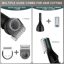 Load image into Gallery viewer, Beard Trimmer for Men Professional Mens Beard Grooming Kit T-Blade Trimmer Electric Shaver Razor Nose Body Trimmer Hair Cutting Kit Cordless 7 in 1 Black