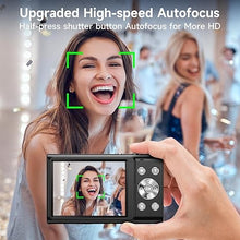 Load image into Gallery viewer, Digital Camera, Autofocus 48MP UHD 4K Vlogging Camera 16X Digital Zoom, Portable Compact Point and Shoot Digital Camera for Teens Adult Beginner with 32GB Card, 2 Batteries, Lanyard(Black)