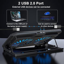 Load image into Gallery viewer, Laptop Cooling Pad with Adjustable Height Two 5.1 Inches Fan 2 USB Ports Suitable for 12"-15.6" Laptops?Black?