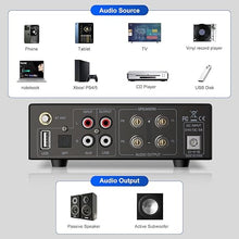 Load image into Gallery viewer, Facmogu AK-3116 HiFi Digital Amplifier, Bluetooth 5.3 200W Dual TPA3116 2 Channel 2x100W Class D Stereo Receiver w/RCA, USB, Optical, FM, Mini Amp Audio System for Home, Outdoor, w/ 24V Power Supply