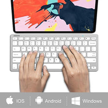 Load image into Gallery viewer, Arteck Ultra-Slim Bluetooth Keyboard Compatible with iPad 10.2-inch/iPad Air/iPad 9.7-inch/iPad Pro/iPad Mini, iPhone and Other Bluetooth Enabled Devices Including iOS, Android, Windows Silver