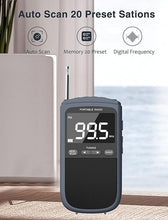Load image into Gallery viewer, AM FM Walkman Radio:900mAh Rechargeable Portable Transistor Pocket Radio with Best Reception Digital Tuning, LCD Screen,Stereo Earphone Jack, Sleep Timer and Alarm Clock for Jogging,Walking Grey